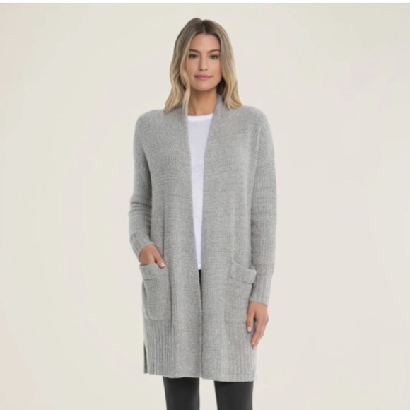 Barefoot Dreams Sweaters - Barefoot Dreams S Cozychic Lite Long Weekend Cardigan in Light Gray